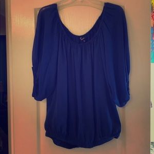 Blue batwing top
